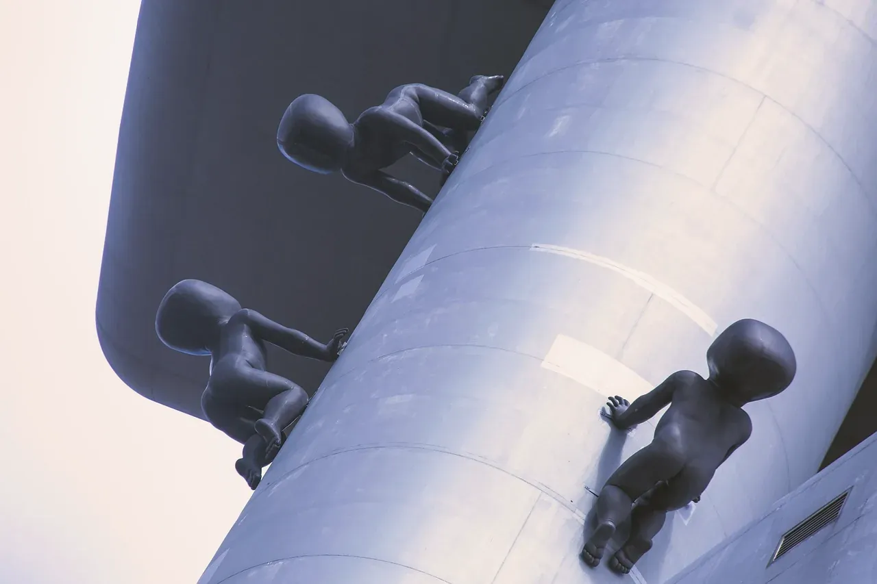 David Cerny’s crawling baby sculptures on a pillar of the Zizkov Television Tower