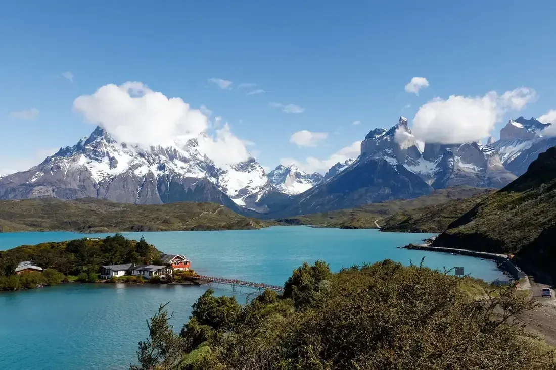 The Cuernos del Paine above the turquoise water of Lake Pehoé