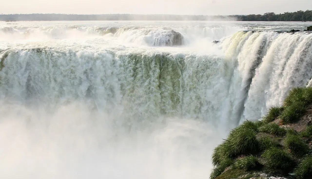 The curtain of water at the Devil's Throat of the Iguazu Falls