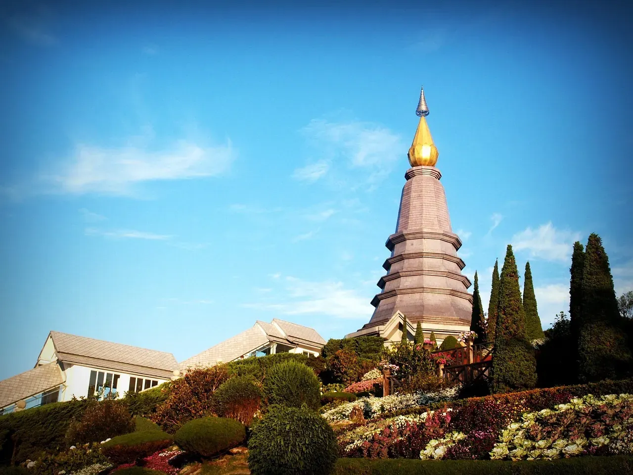 One of the twin royal pagodas near the summit of Doi Inthanon, Chiang Mai