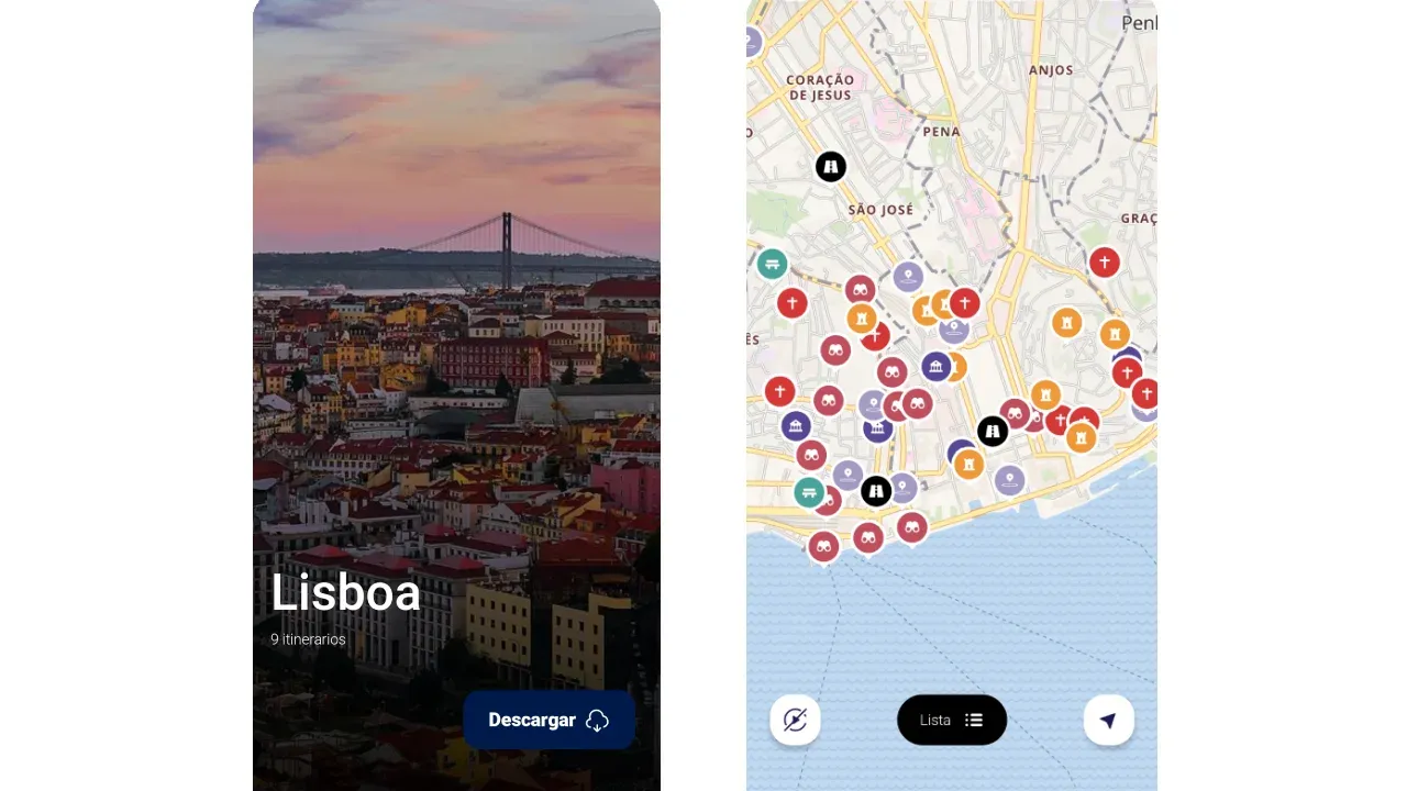 Karten aus der Audioguide-App für Lissabon herunterladen