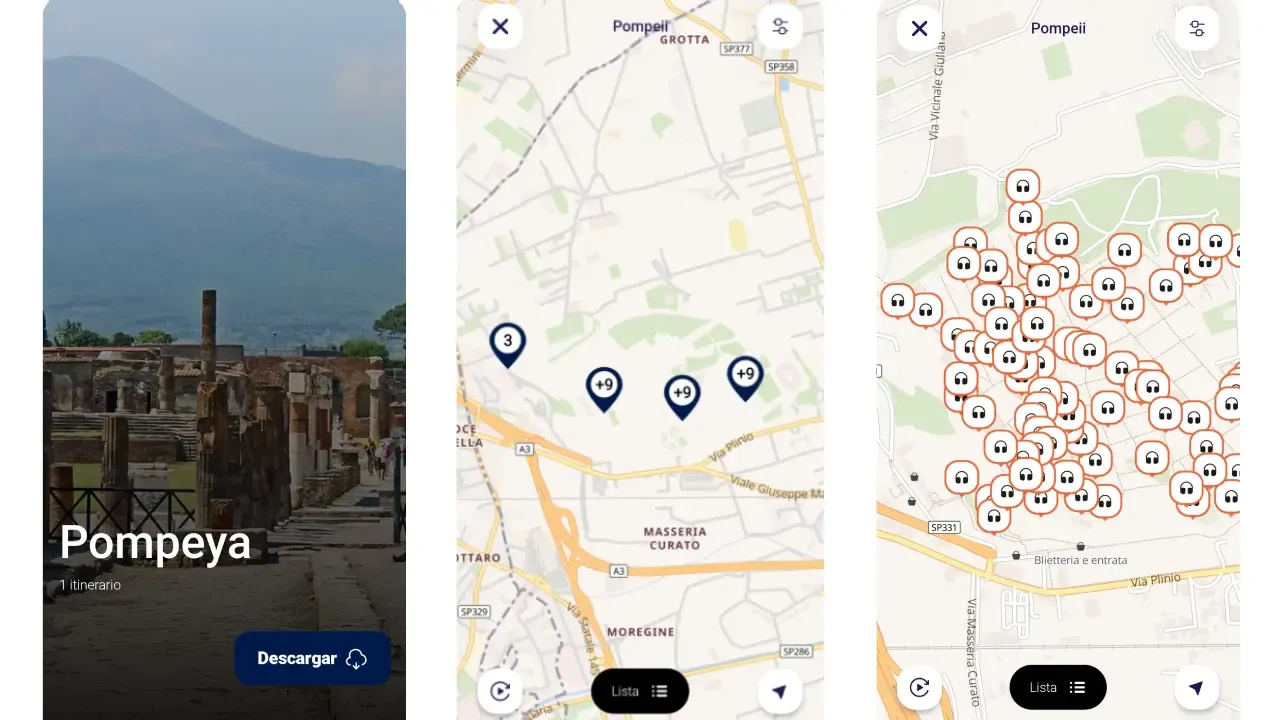 Download maps from the Pompeii audio guide app