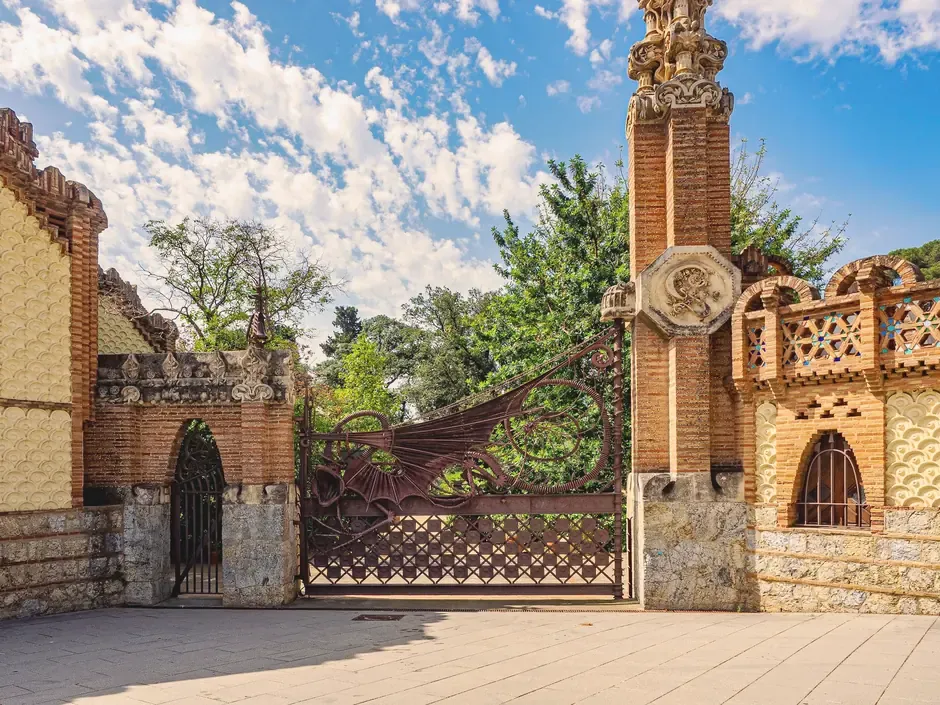 Wrought-iron Dragon Gate at the Guell Pavilions in Barcelona