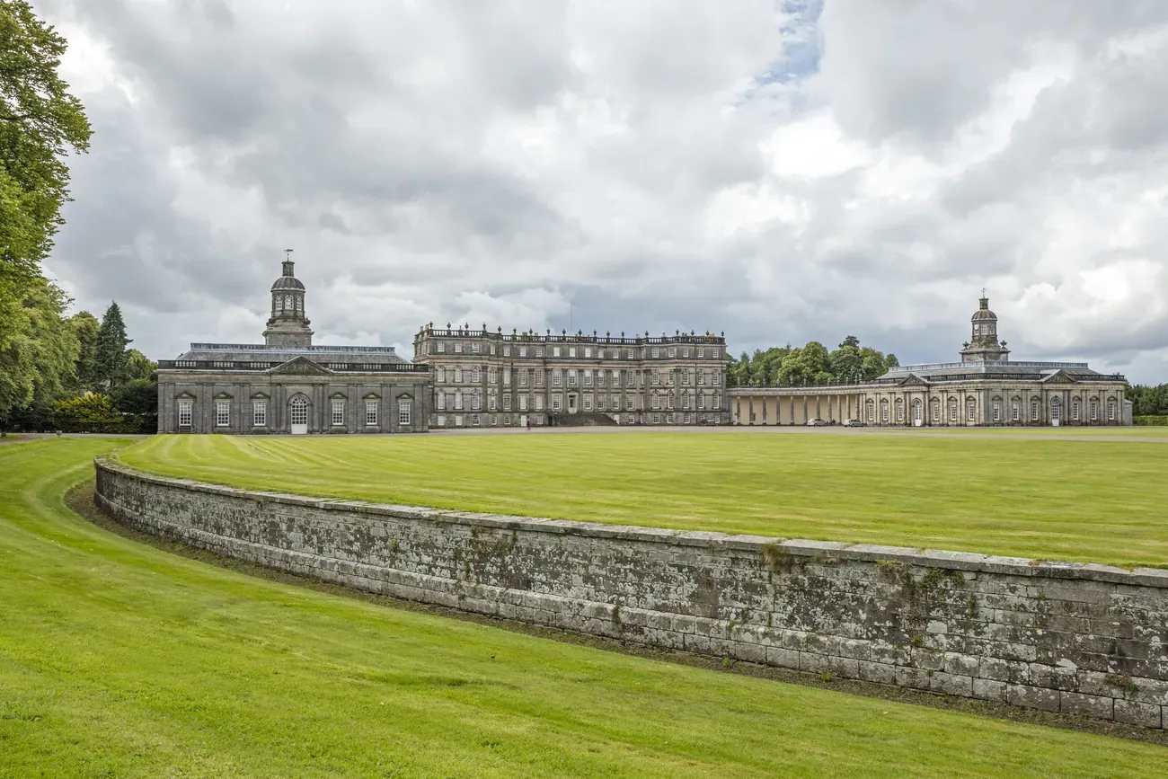 Hopetoun House stately home across its lawns near South Queensferry, outside Edinburgh