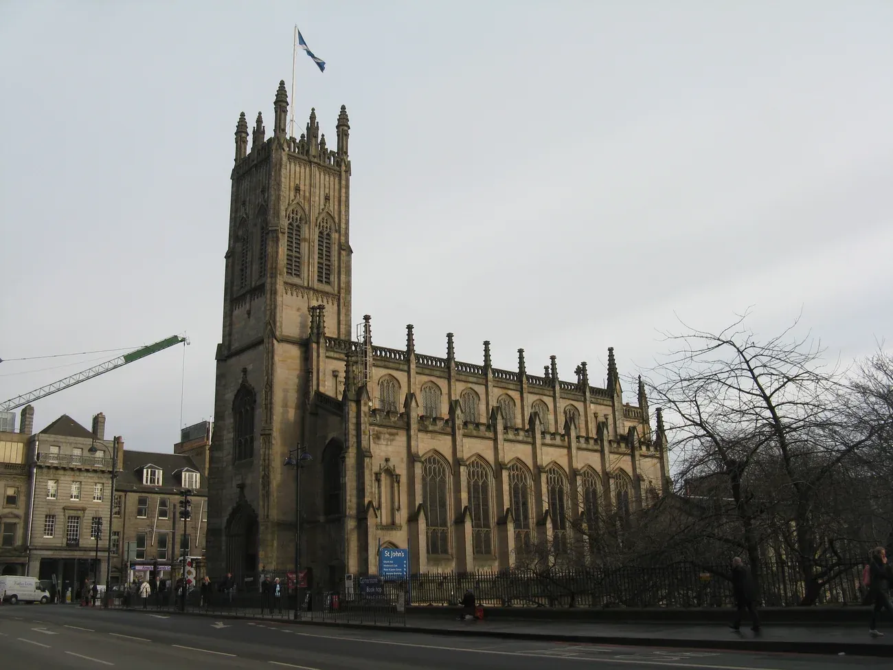 St John's Episcopal Church on Princes Street in Edinburgh on a winter day