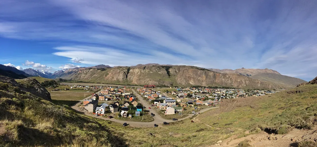 The village of El Chalten below the Fitz Roy massif in Patagonia