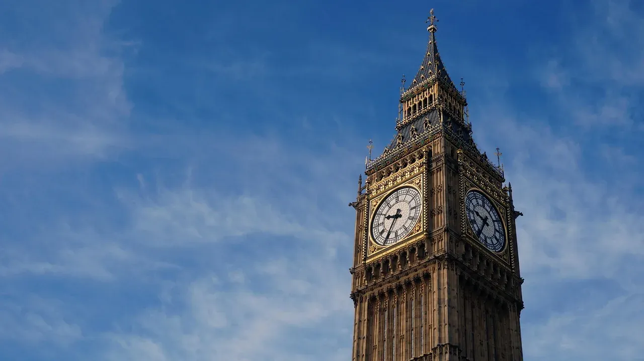 The clock faces of the Elizabeth Tower, known as Big Ben, in London
