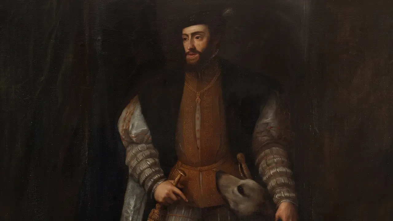 "Emperor Charles V with a Dog" by Vecellio di Gregorio Tiziano