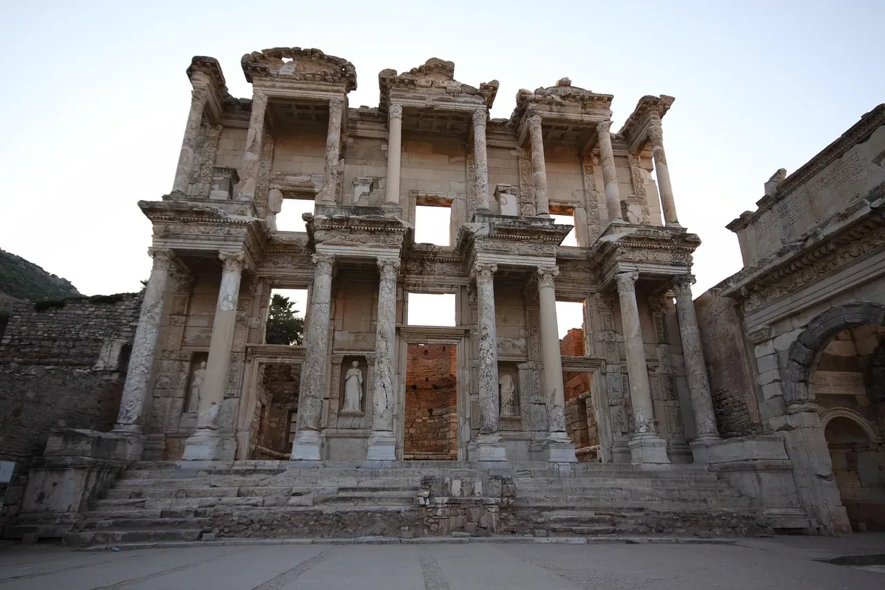 The two-storey facade of the Library of Celsus at Ephesus