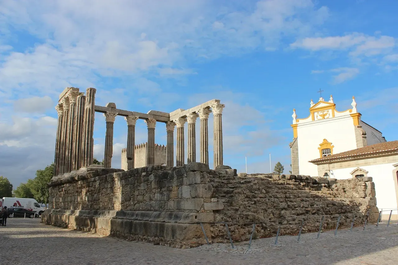 The Corinthian columns of the Roman temple in Evora