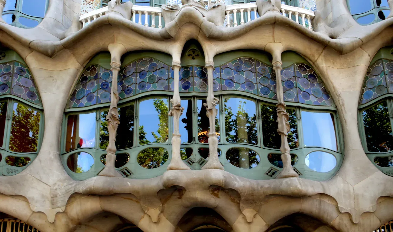 The facade of Gaudi's Casa Batllo in Barcelona