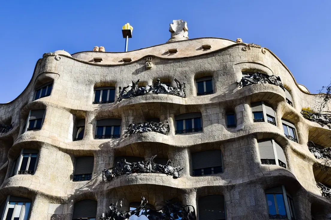 The undulating stone facade of Casa Mila (La Pedrera) in Barcelona