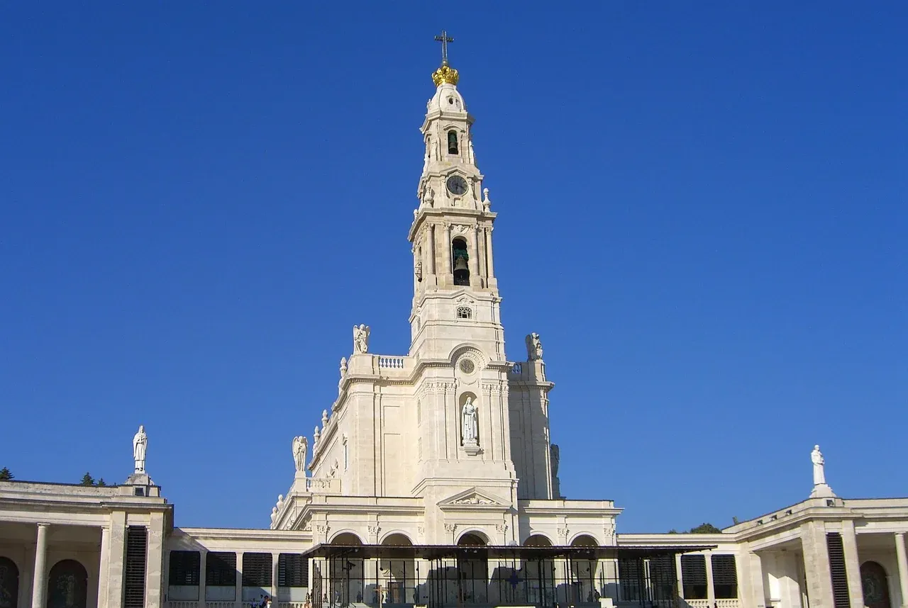 The Basilica of Our Lady of the Rosary and its colonnade at the Sanctuary of Fatima