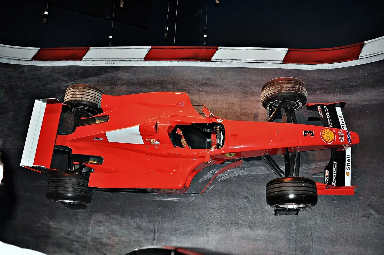 A Ferrari Formula One car on display inside Ferrari World Abu Dhabi