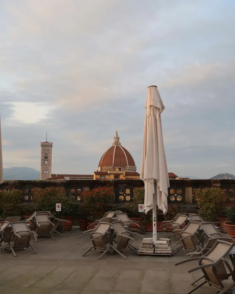 The Duomo and Giotto's Campanile seen from the Oblate Library rooftop terrace in Florence