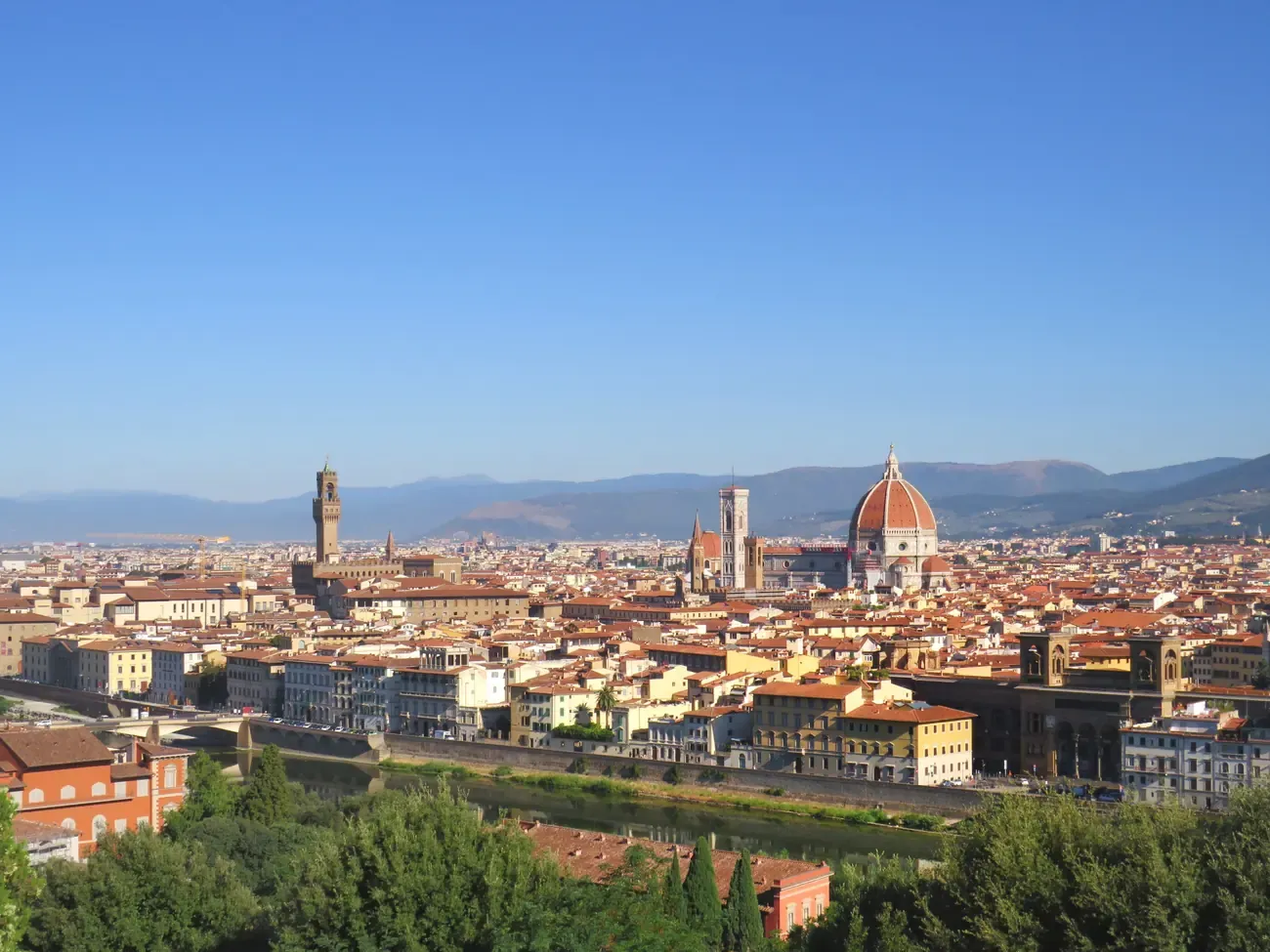 View over Florence with Palazzo Vecchio and the Duomo from Piazzale Michelangelo