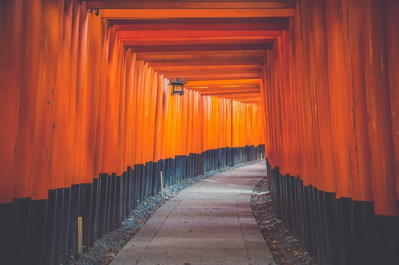 The Senbon Torii path of vermilion gates at Fushimi Inari-taisha in Kyoto