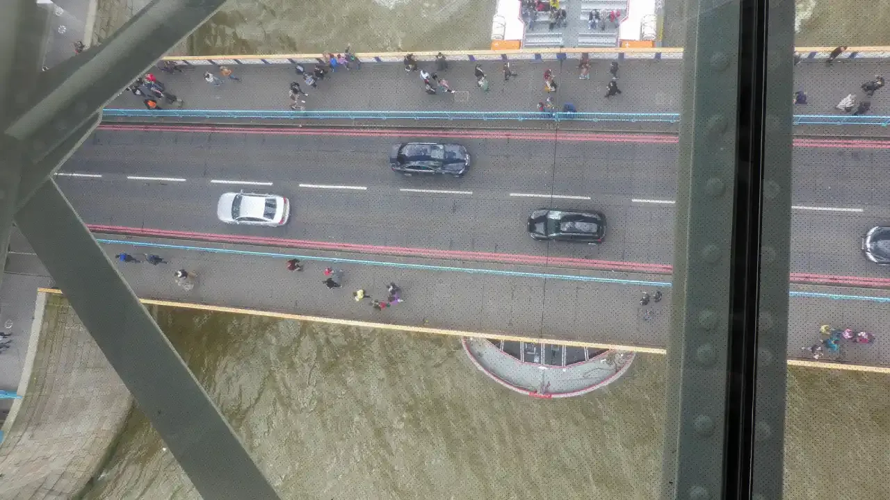 Glass floor at the Tower Bridge