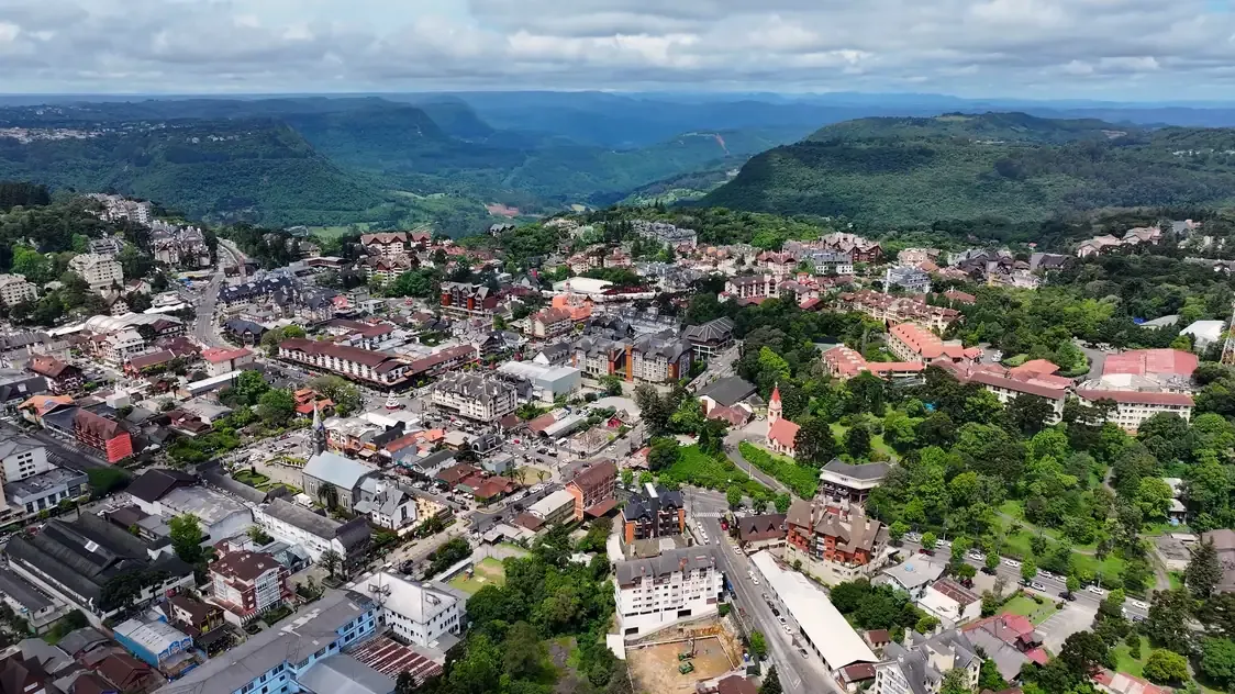 An alpine-style town in the green Serra Gaucha, Brazil