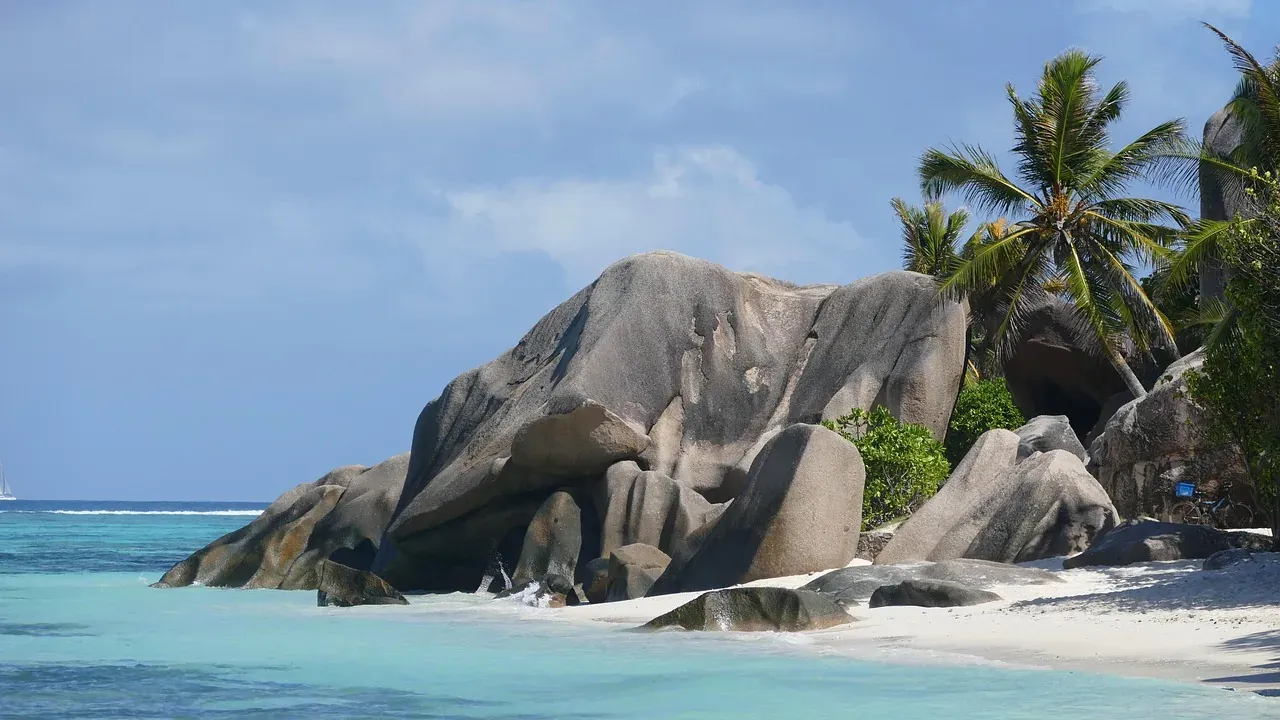 Granite boulders and turquoise water at Anse Source d'Argent on La Digue, Seychelles