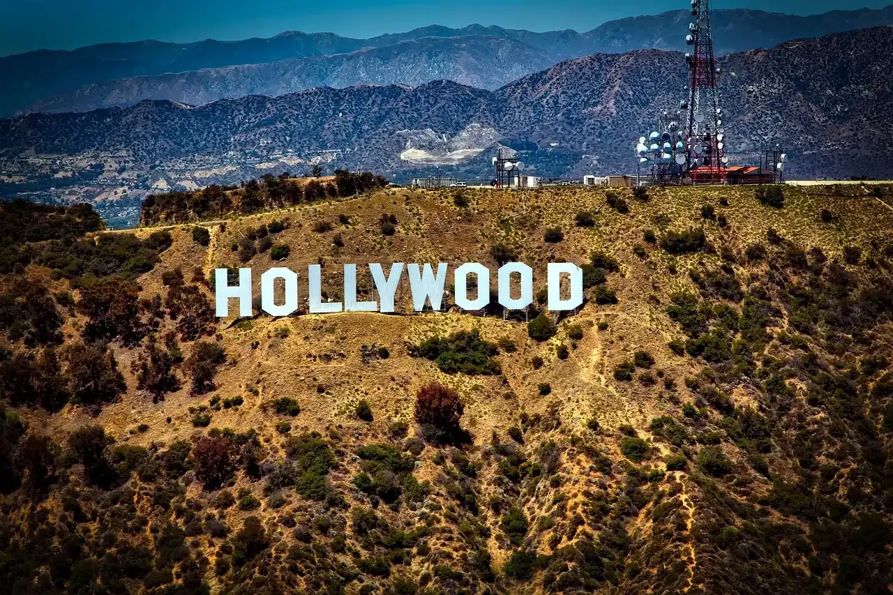 The Hollywood Sign on the slope of Mount Lee above Los Angeles