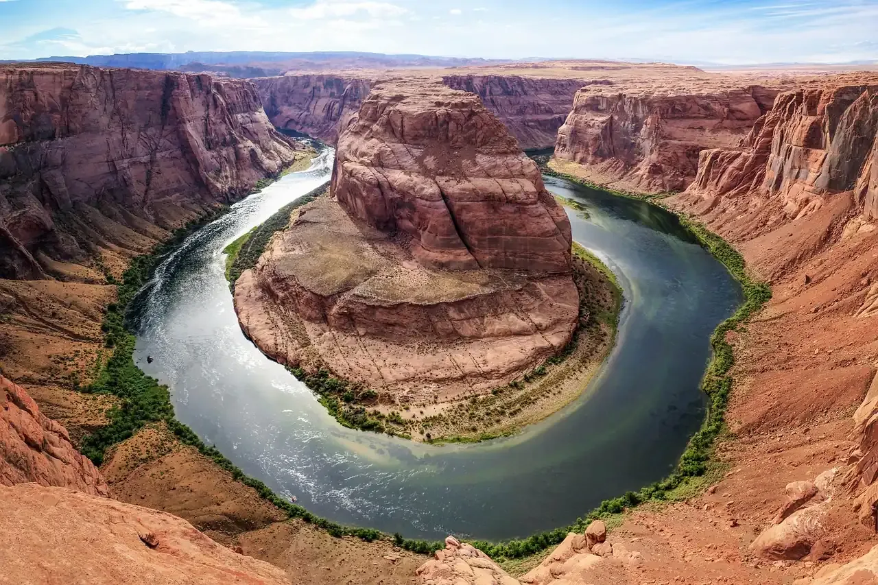 The Colorado River curving around Horseshoe Bend near Page, Arizona