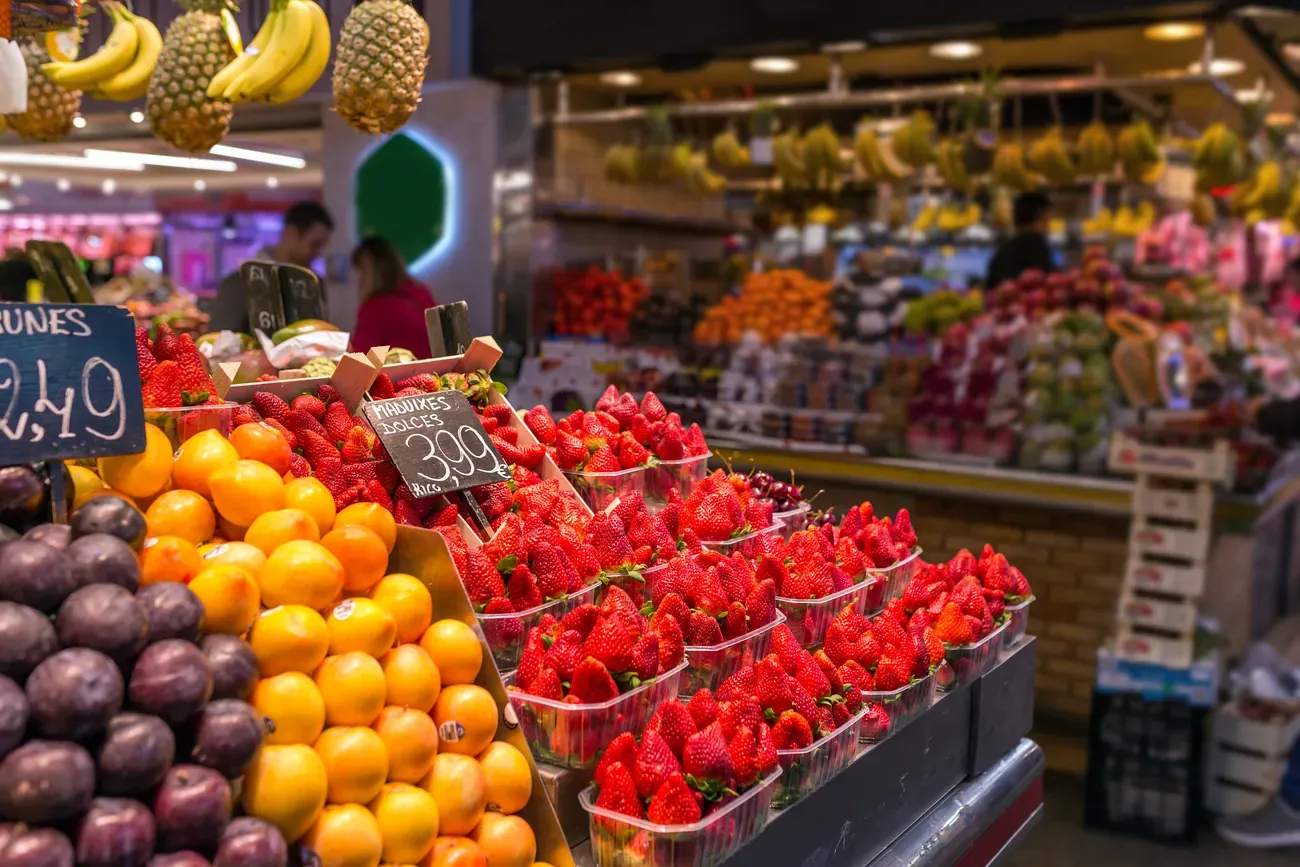 Inside the Mercat de Sant Josep de la Boqueria in Barcelona