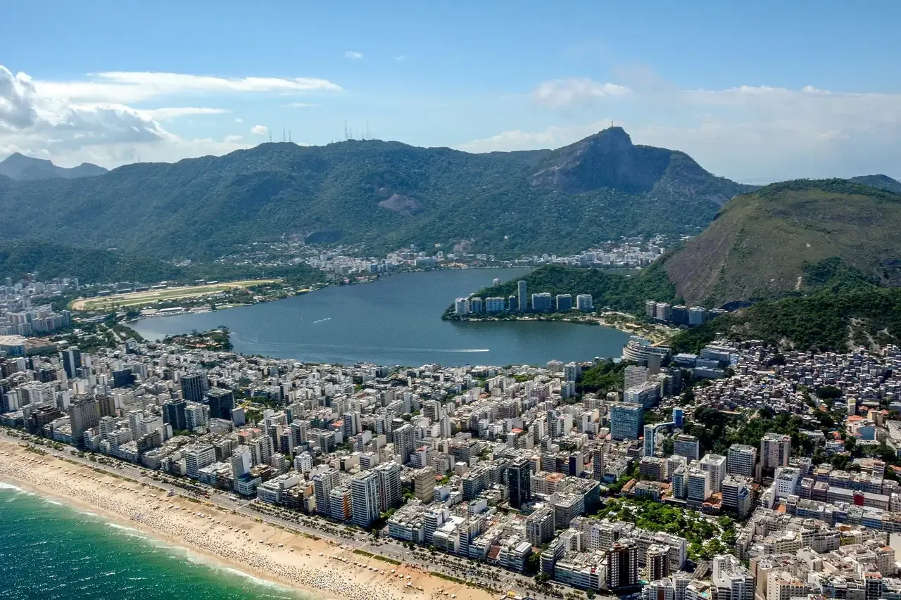 Ipanema, Leblon and the Lagoa seen from the air in Rio de Janeiro