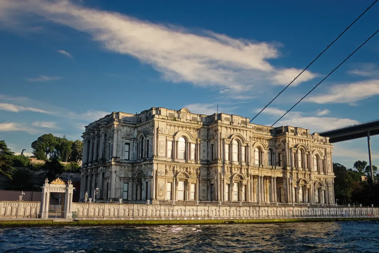 The exterior of Beylerbeyi Palace on the Bosphorus in Istanbul