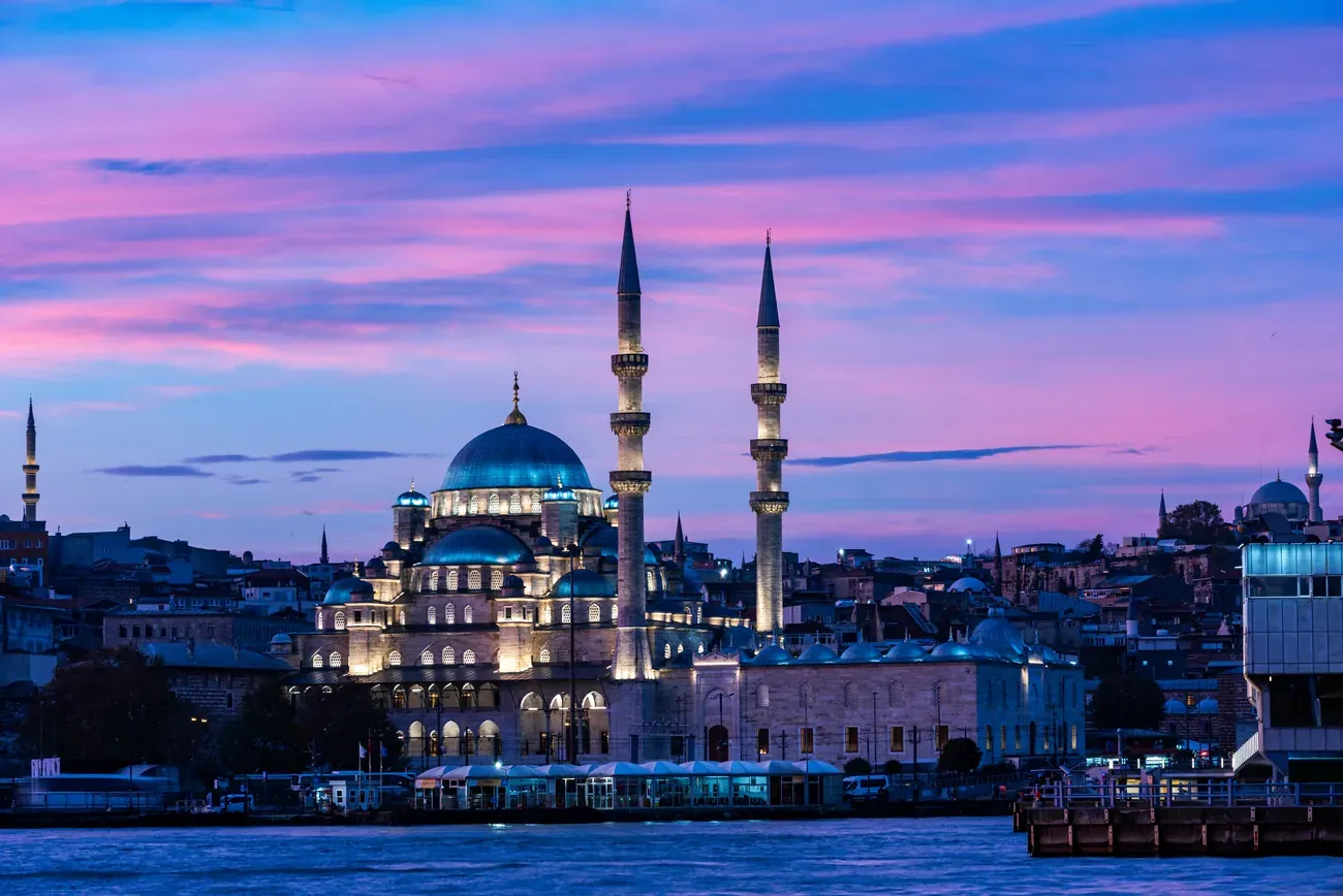 The New Mosque at Eminonu at sunrise in Istanbul
