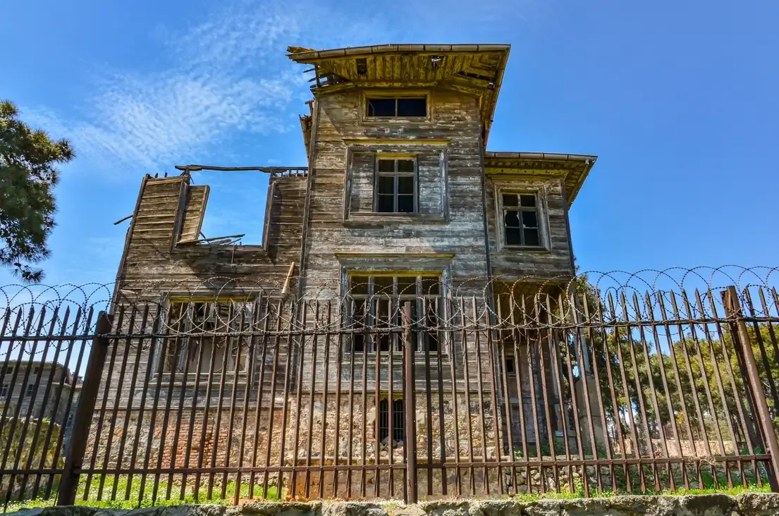 The Prinkipo Greek Orthodox Orphanage ruins on Buyukada island in Istanbul
