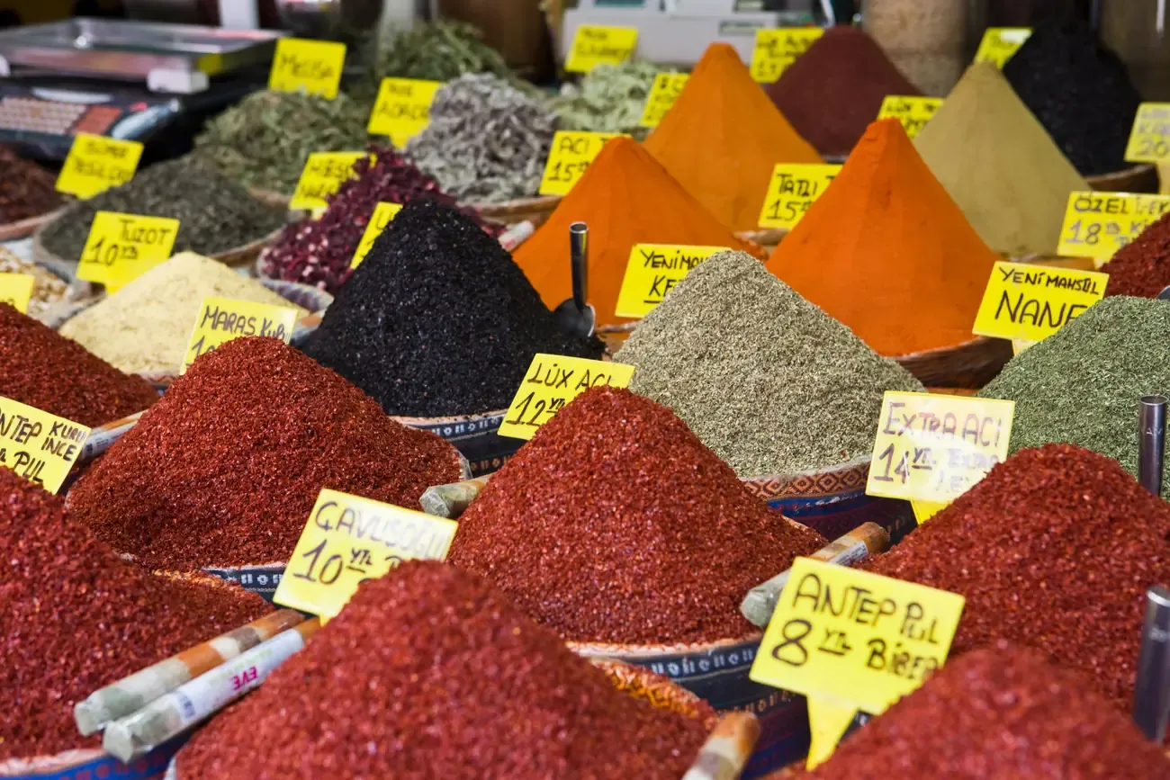 Spices for sale at the Spice Bazaar in Istanbul