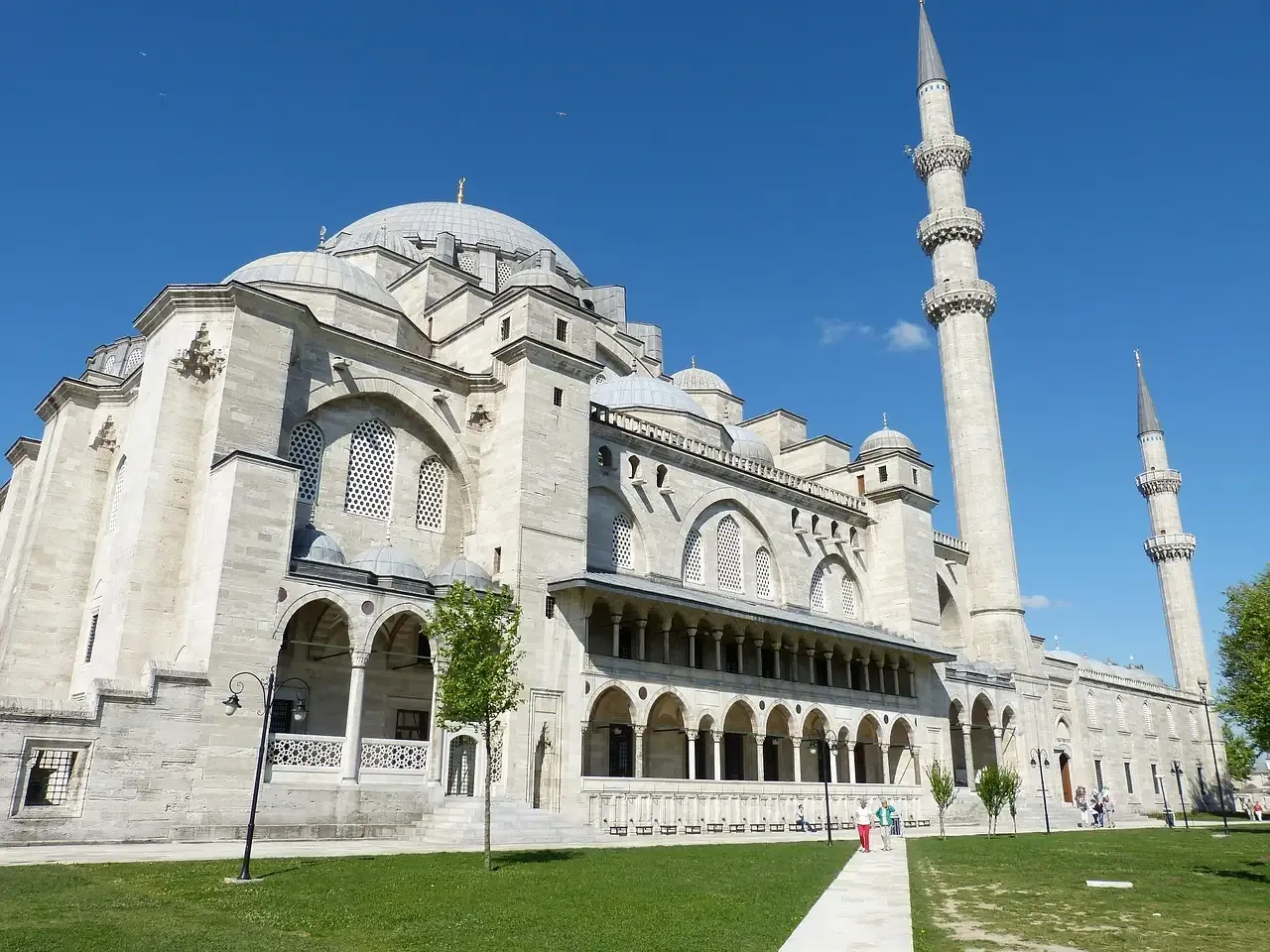 The Suleymaniye Mosque and its courtyard on the third hill of Istanbul