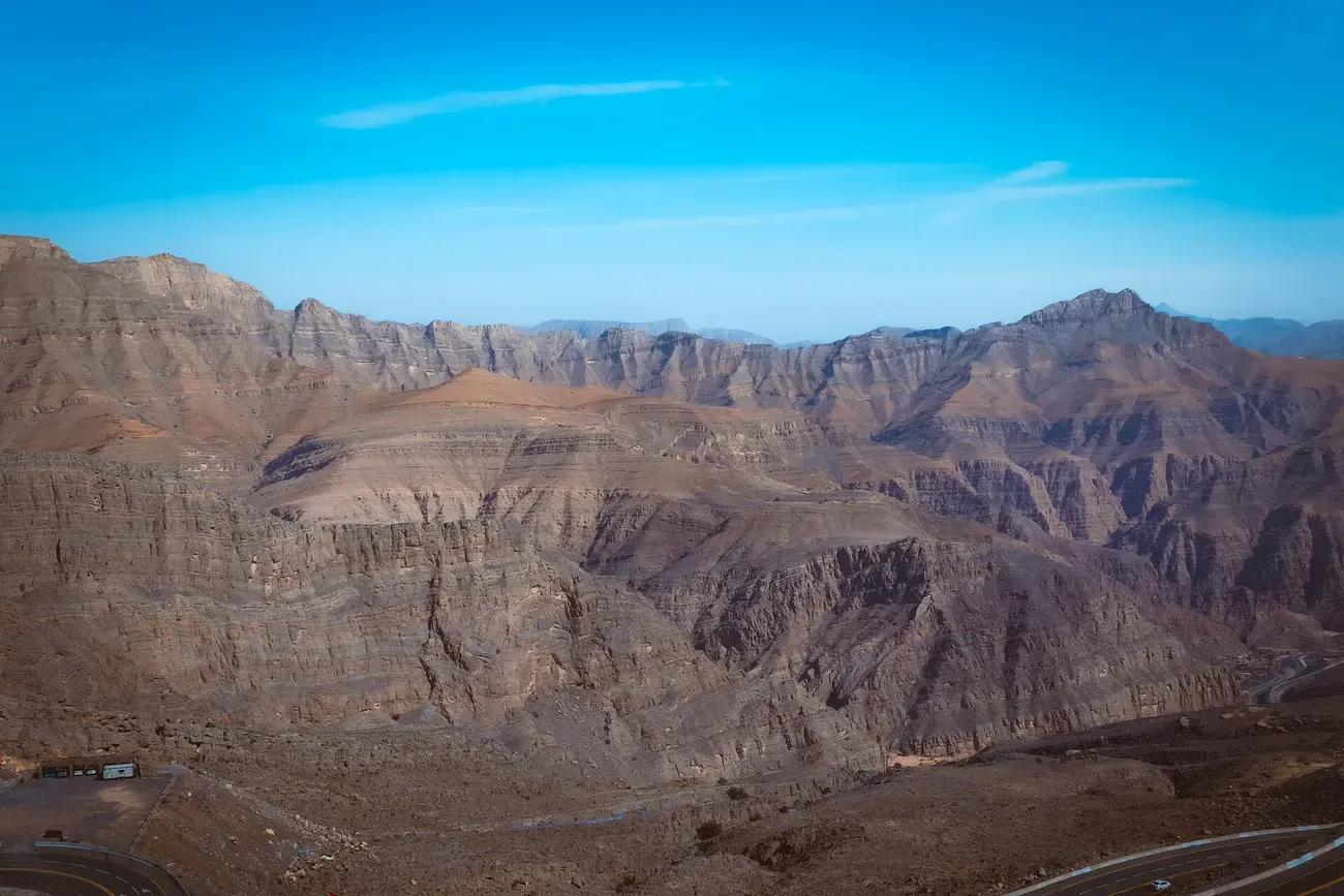 Limestone ridges of Jebel Jais in the Hajar mountains of Ras Al Khaimah