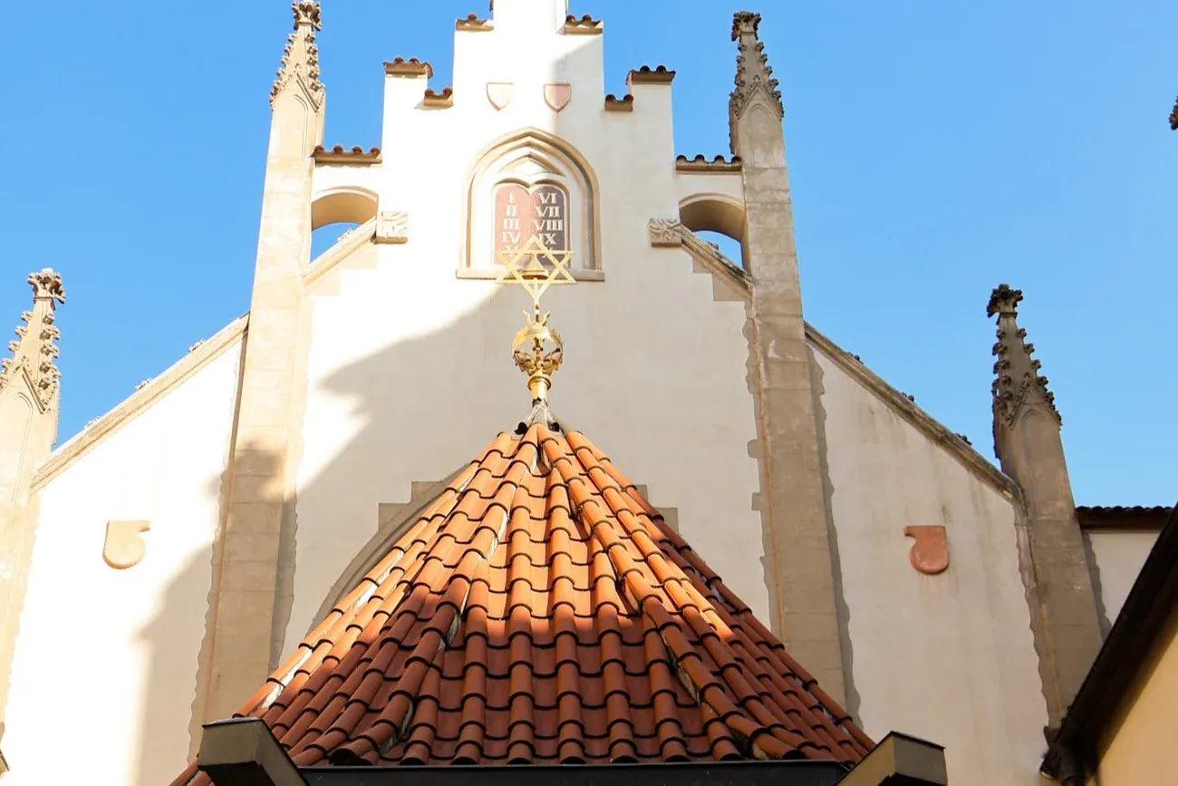 The clock tower of the Jewish Town Hall in Prague