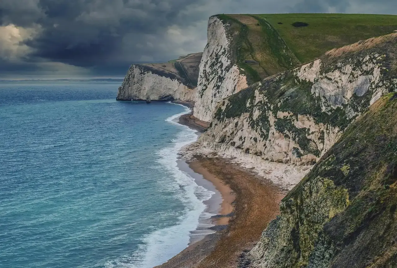 Chalk and limestone cliffs of the Jurassic Coast in Dorset