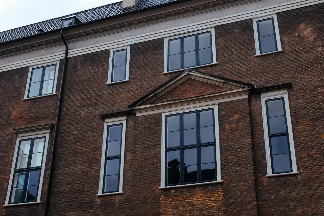 Kensington Palace windows and brick facade