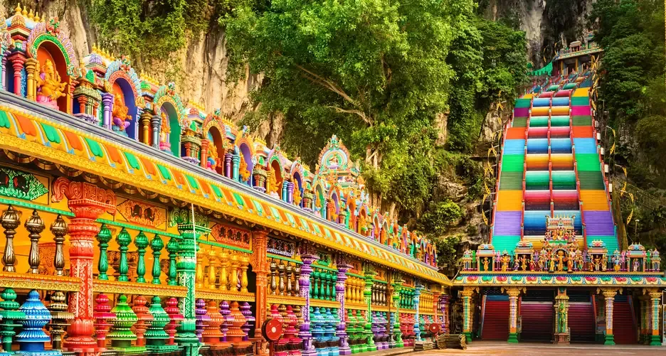 The colourful stairs of Batu Caves near Kuala Lumpur