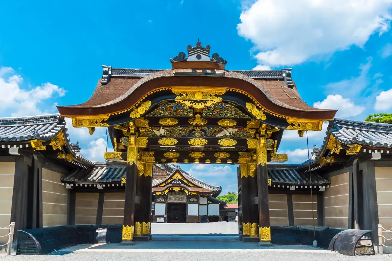 The ornate Karamon gate to the Ninomaru Palace at Nijo Castle in Kyoto