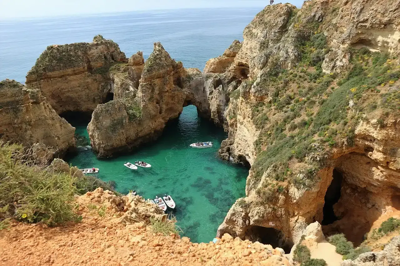 Boats among the grottoes of Ponta da Piedade near Lagos