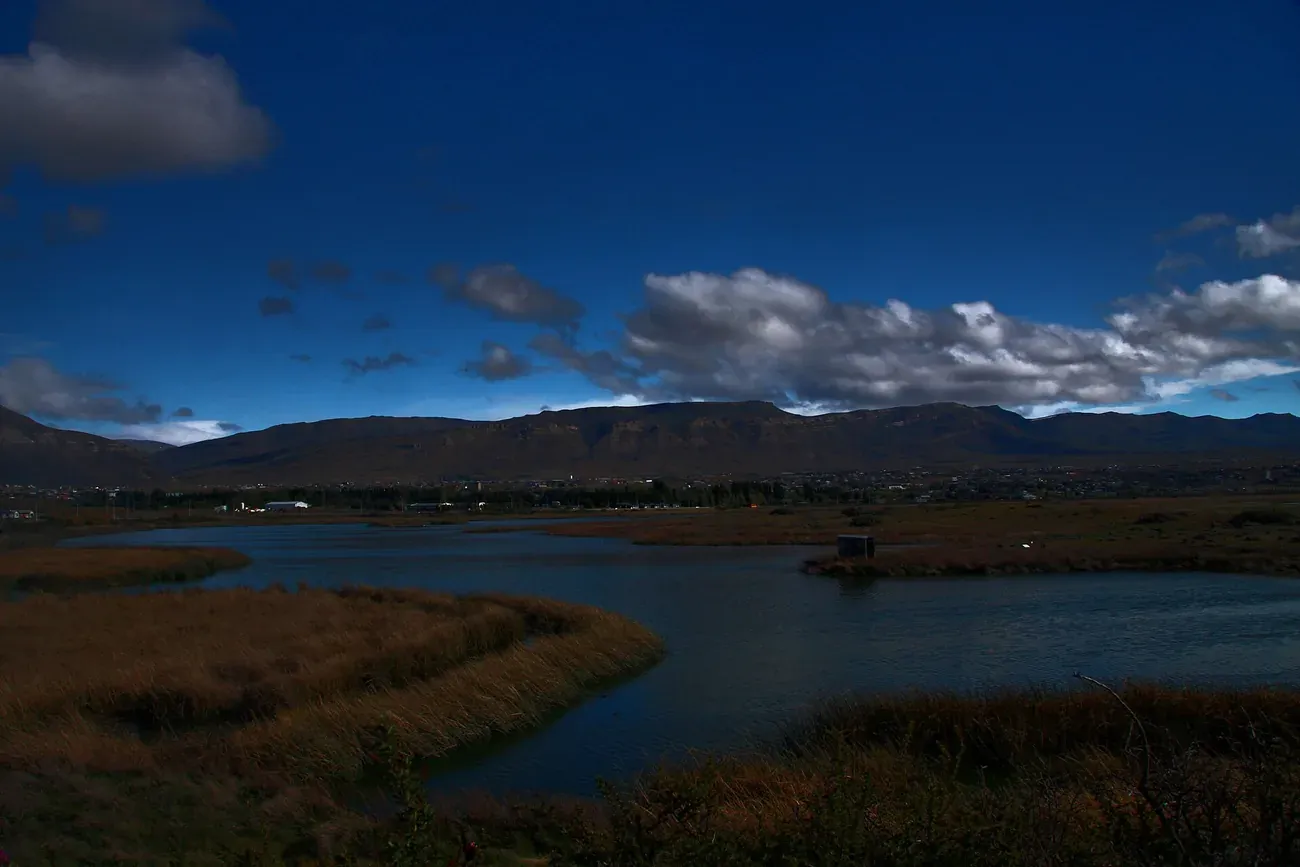 The wetland of the Laguna Nimez reserve beside Lago Argentino at El Calafate