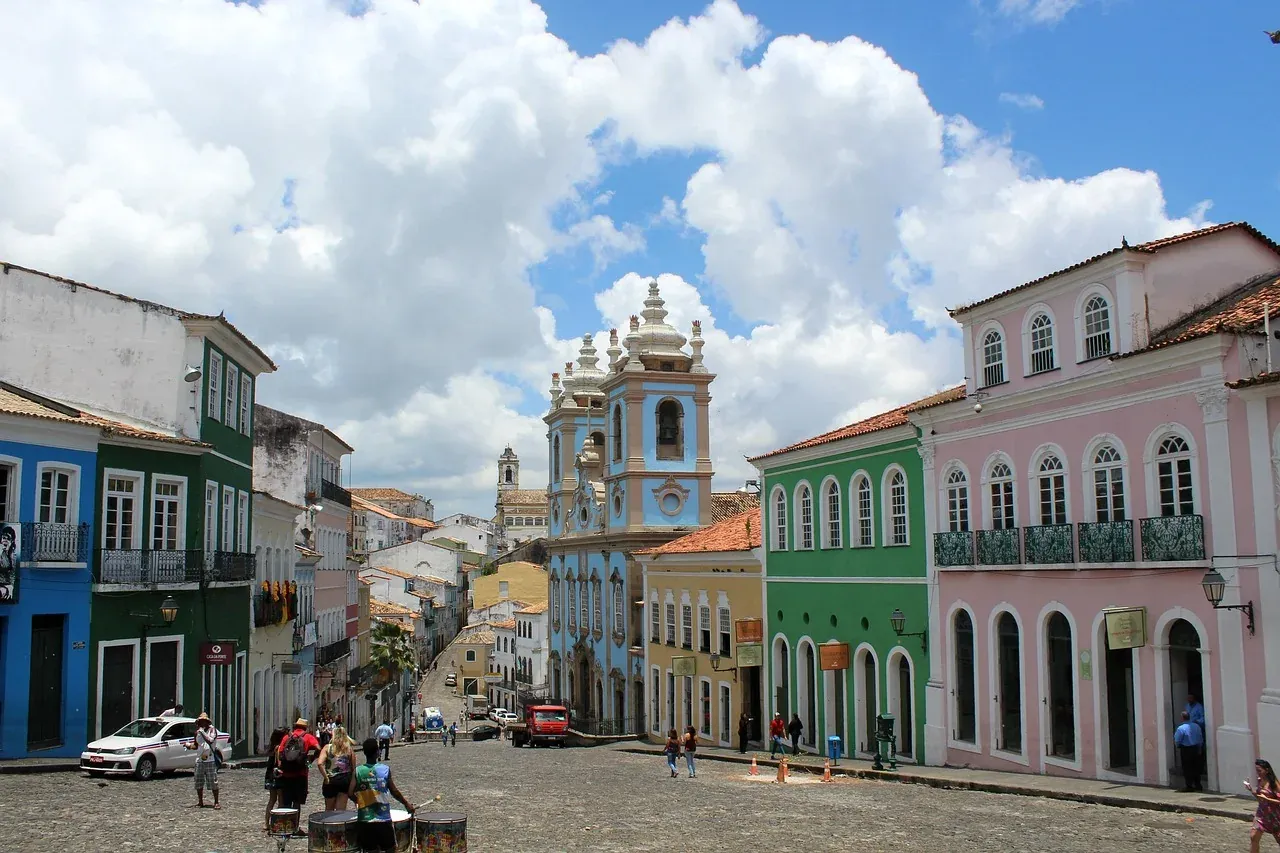 The blue church at the foot of the Largo do Pelourinho in Salvador