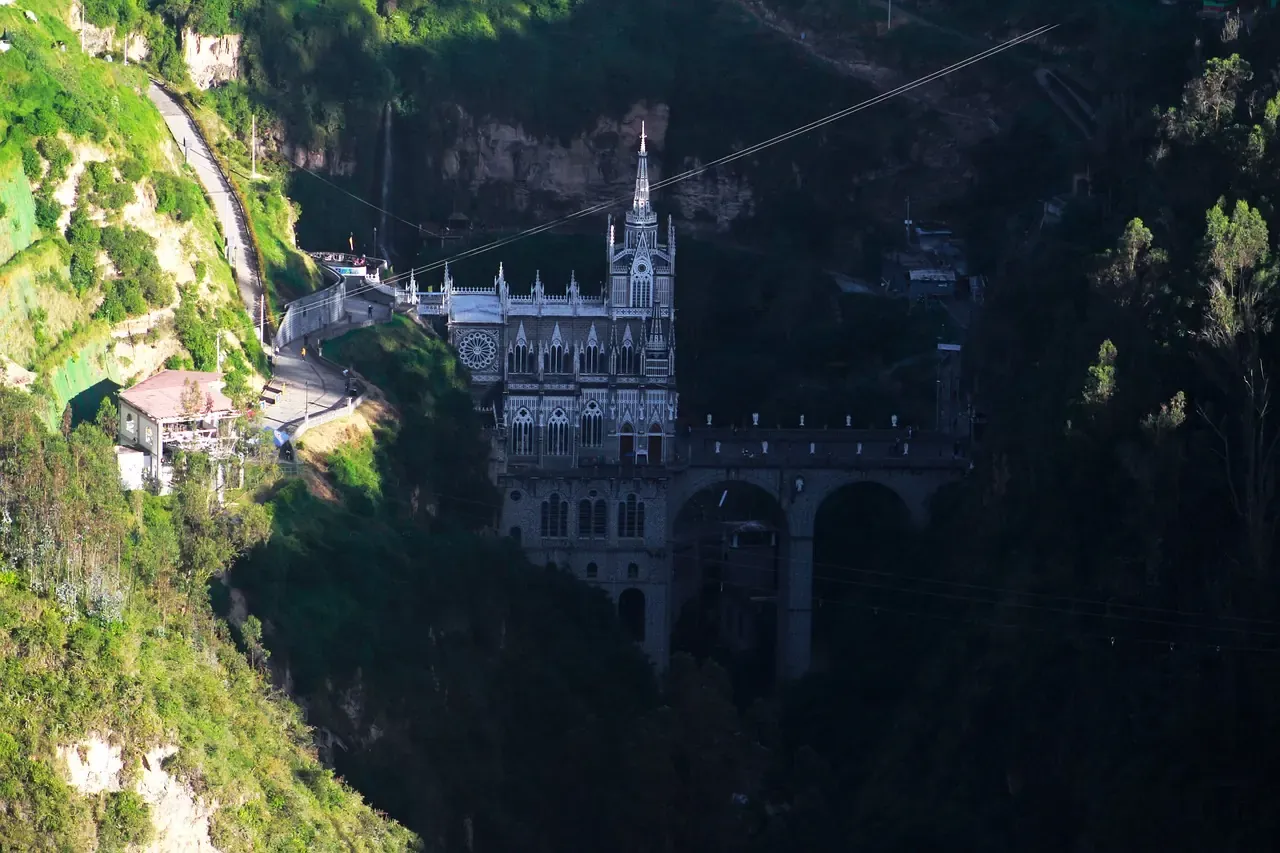The Las Lajas Sanctuary and its bridge spanning the Guáitara canyon near Ipiales