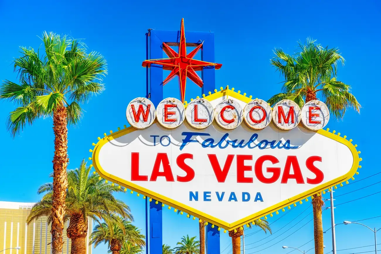 The famous Welcome to Fabulous Las Vegas sign at the entrance to the Strip