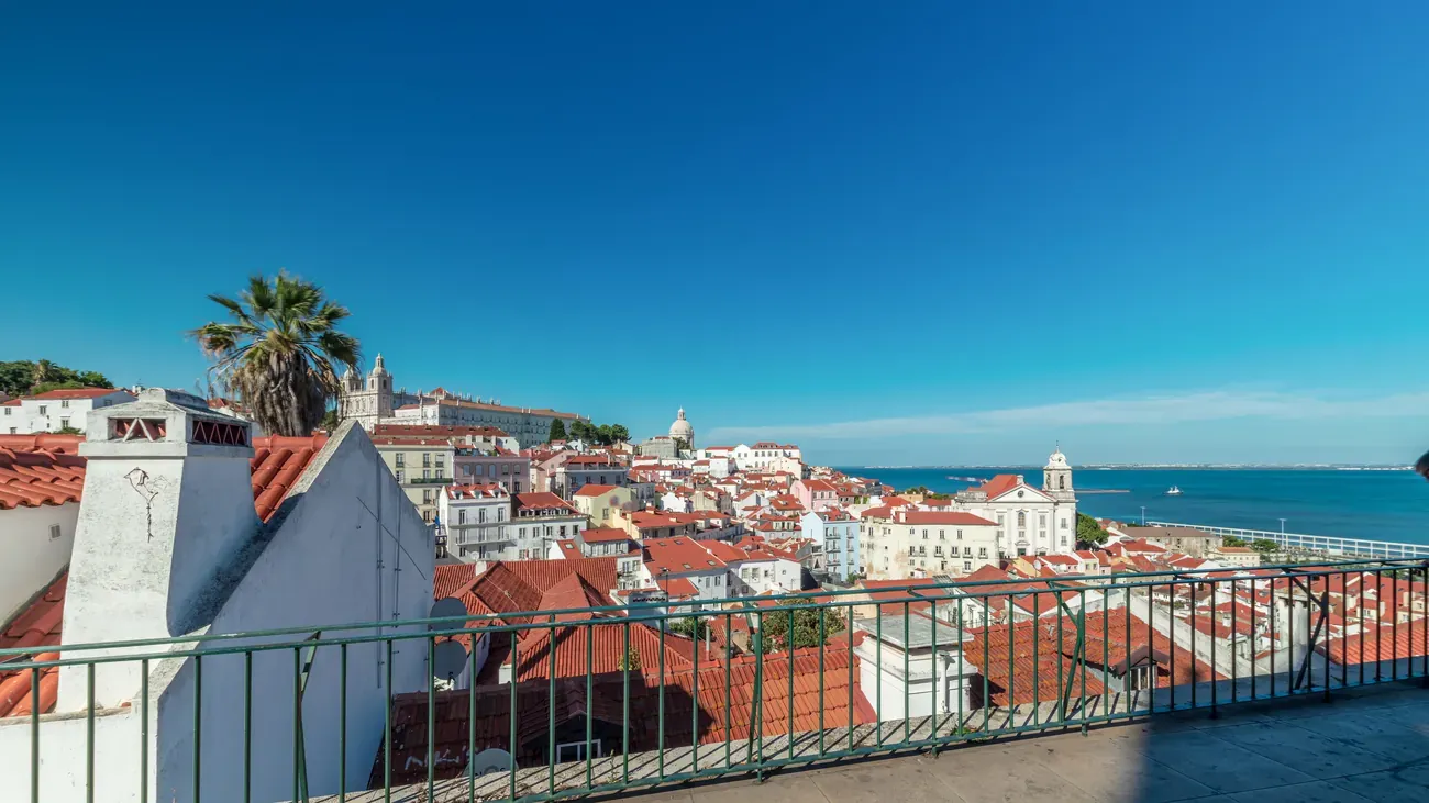 The view over Alfama from the Miradouro das Portas do Sol in Lisbon