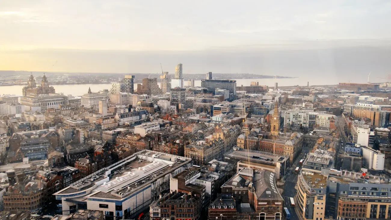 Aerial view of Liverpool, England