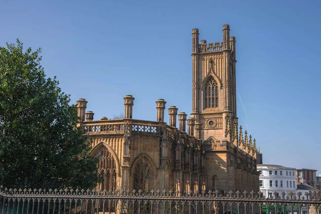 A Gothic church tower in Liverpool