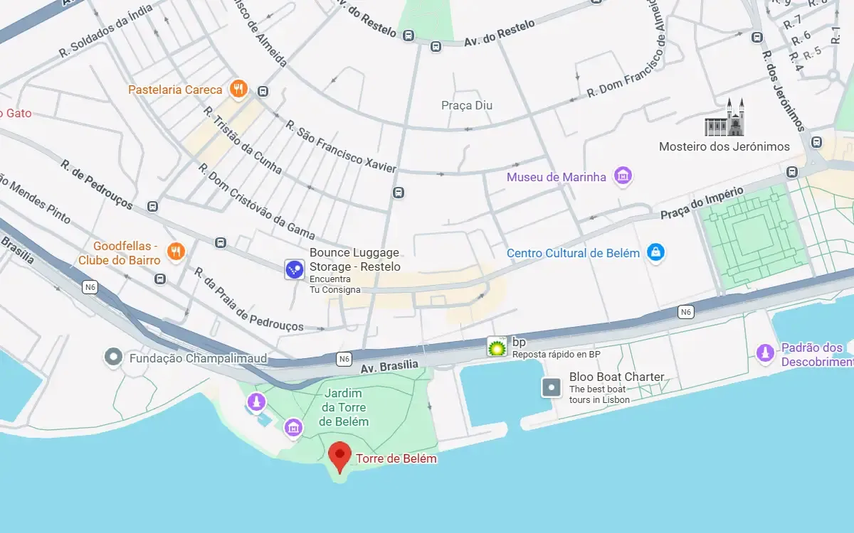 Location of Belém Tower