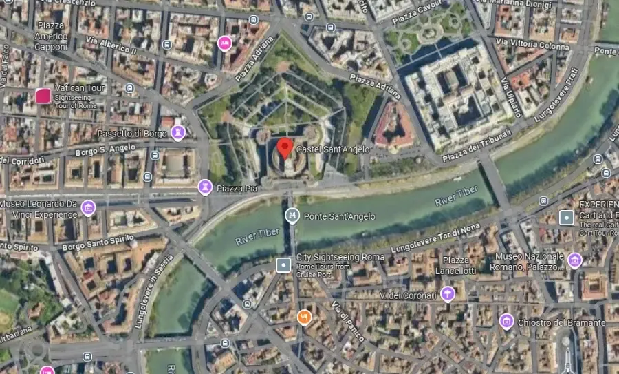 Location of the Castel Sant'Angelo