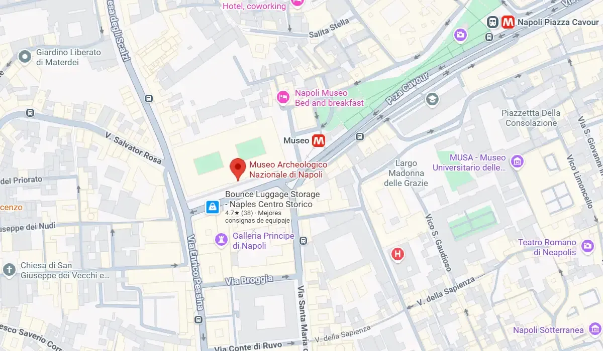 Location of the National Archaeological Museum of Naples